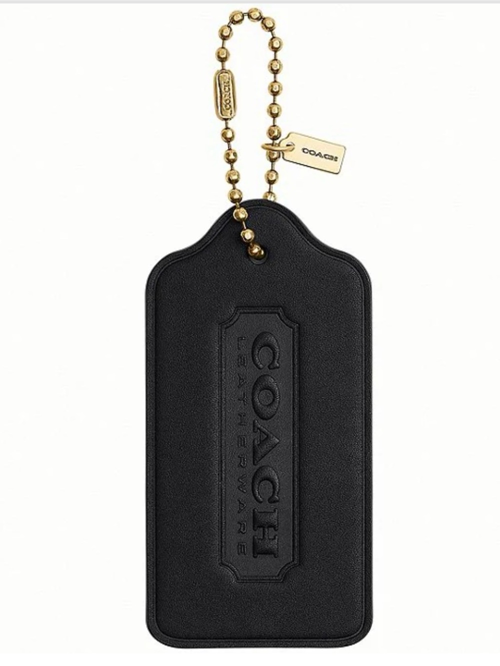 Coach Black Oversized Leather Hang Tag Bag Charm, NWT